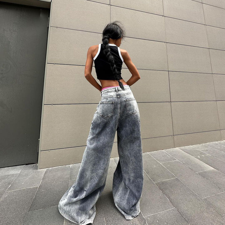 Damernas breda högmidjade denimjeans Mirla-Eva Jonsson