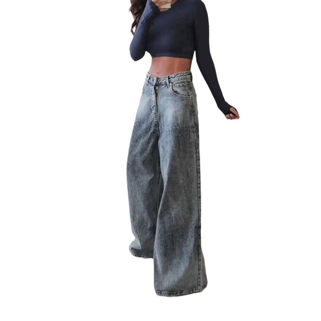 Damernas breda högmidjade denimjeans Mirla-Eva Jonsson