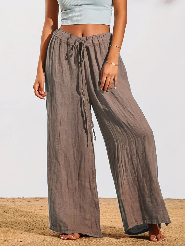 Damernas breda pluderbyxor med elastisk midja och knytbälte Eva Jonsson-Eva Jonsson