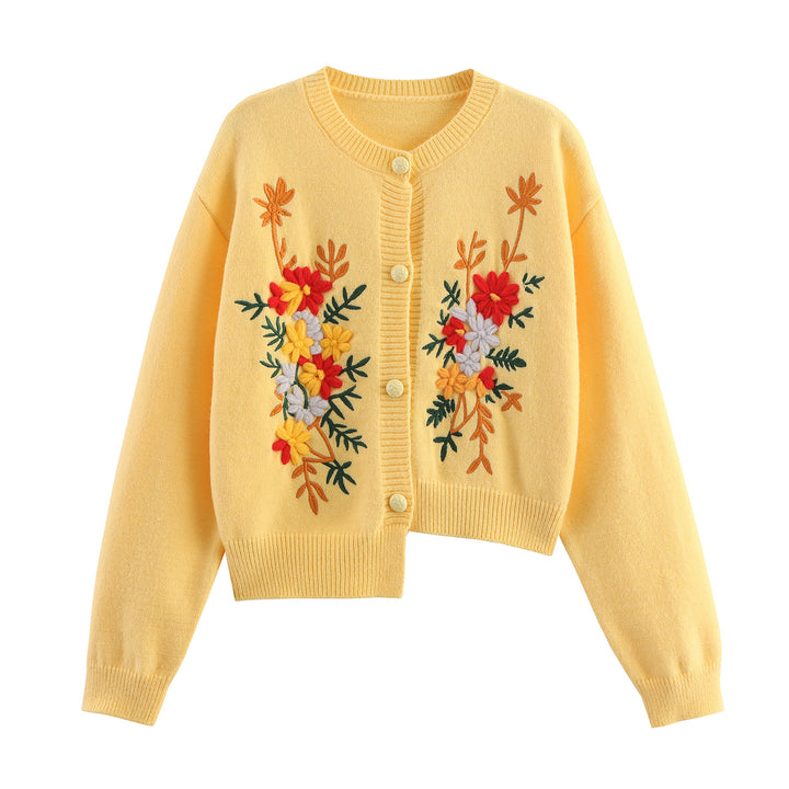 Damernas broderad cardigan med knäppning Mirla-Eva Jonsson