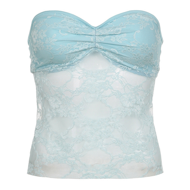 Damernas bustier topp med elegant spets och filigran design Mirla-Eva Jonsson