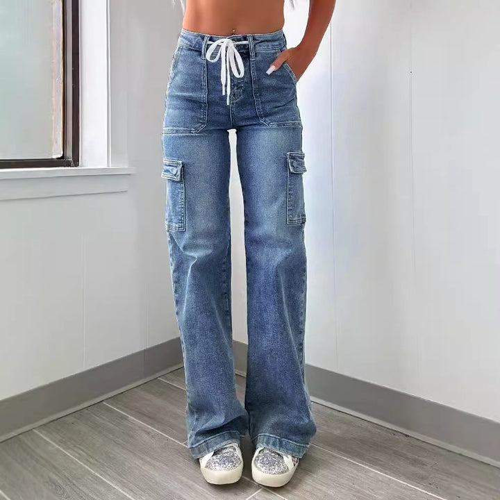 Damernas cargo-jeans med praktiska fickor och vid passform Eva Jonsson-Eva Jonsson
