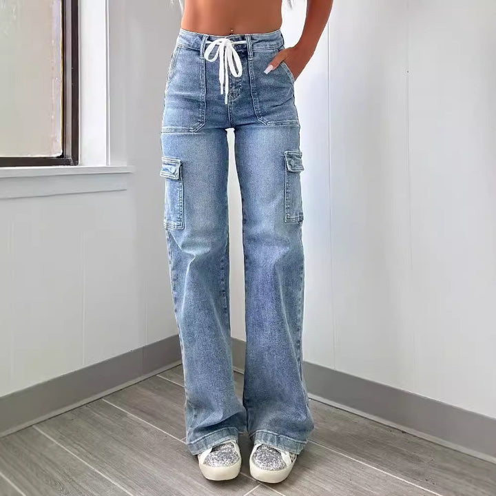 Damernas cargo-jeans med praktiska fickor och vid passform Eva Jonsson-Eva Jonsson