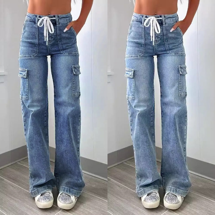 Damernas cargo-jeans med praktiska fickor och vid passform Eva Jonsson-Eva Jonsson