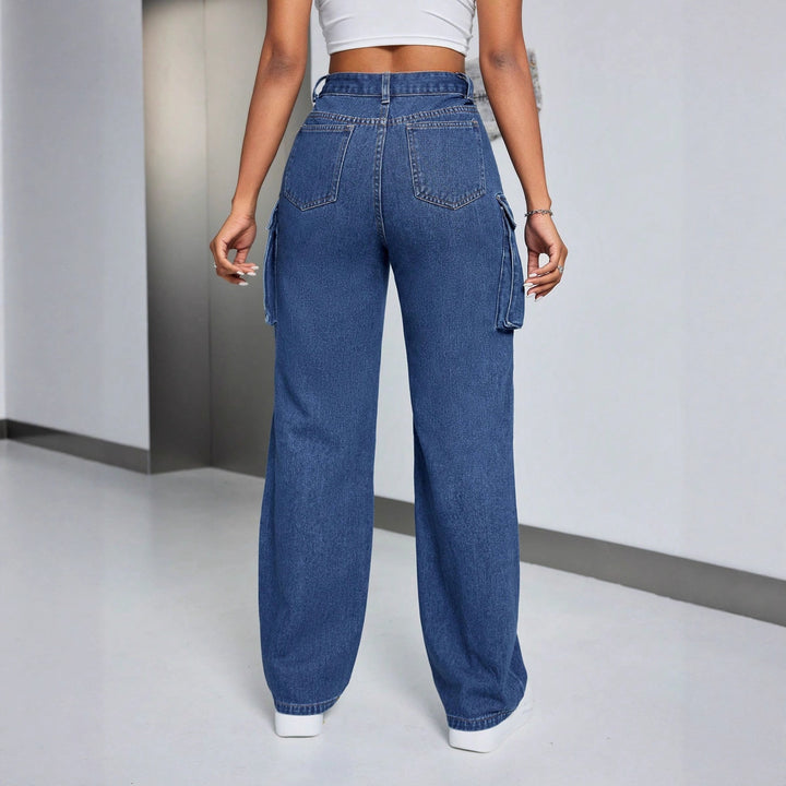Damernas cargojeans med hög midja och sidofickor Mirla-Eva Jonsson
