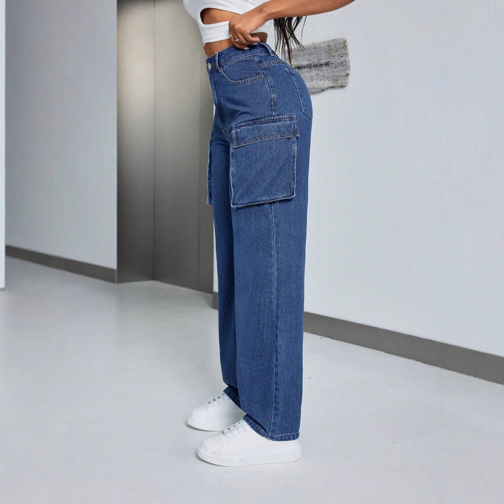 Damernas cargojeans med hög midja och sidofickor Mirla-Eva Jonsson