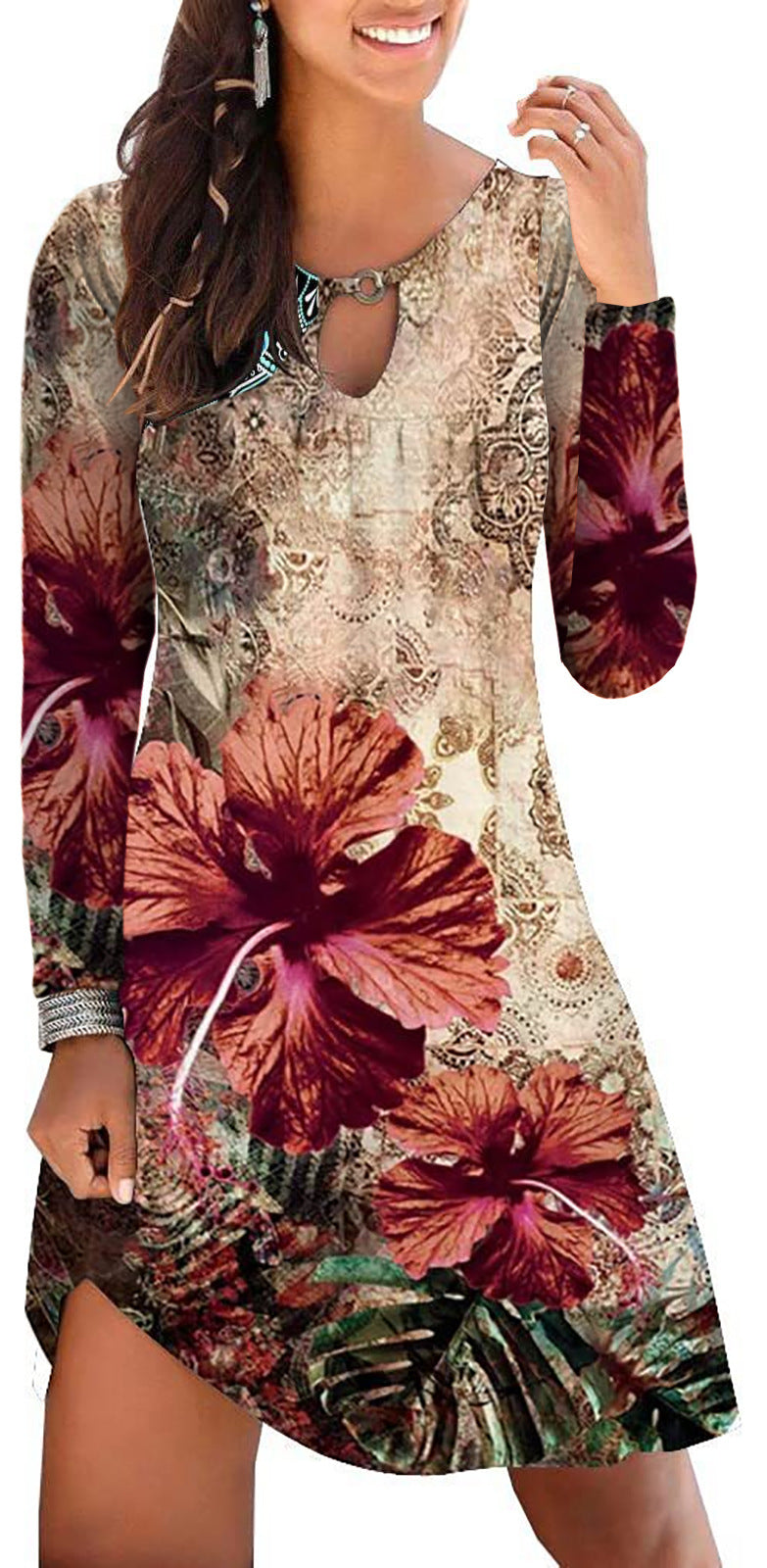Damernas casual sommarklänning med blommönster och V-ringning Mirla-Eva Jonsson