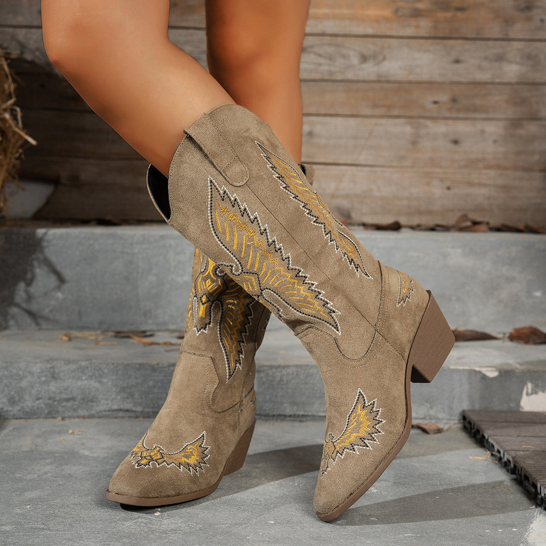 Damernas cowboyboots med blommönster broderi Mirla-Eva Jonsson