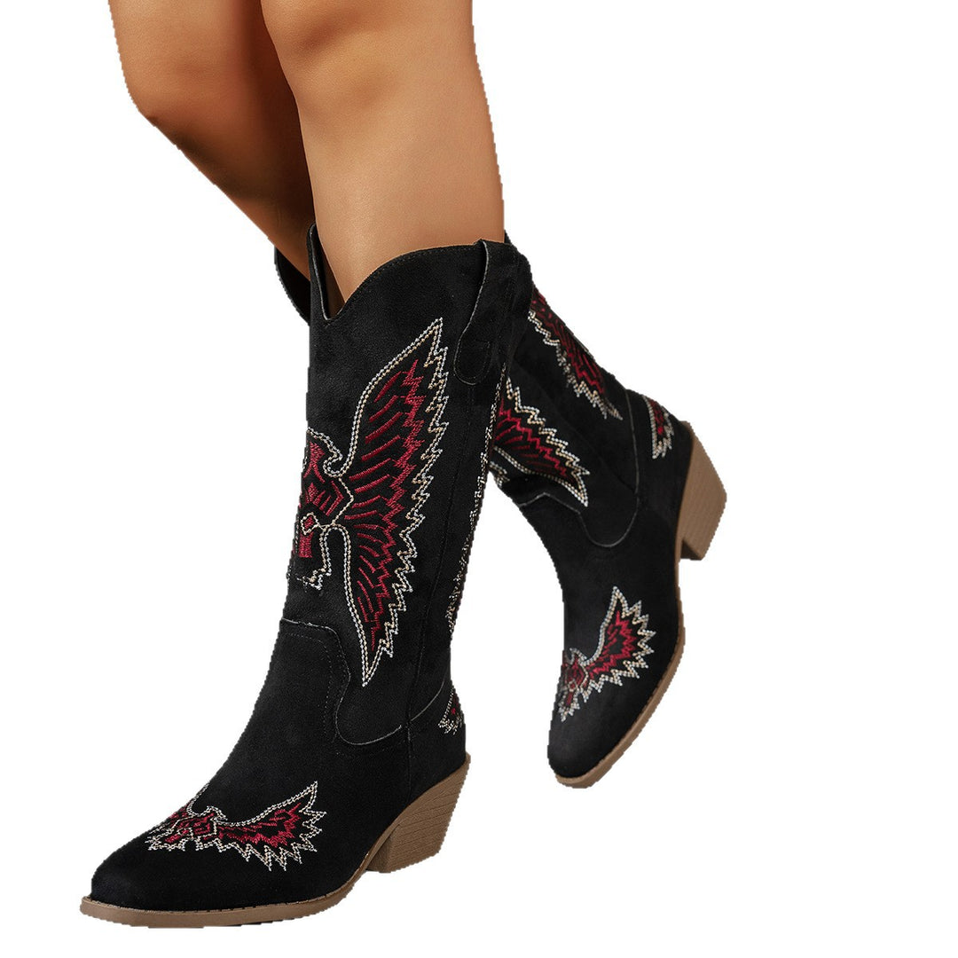 Damernas cowboyboots med blommönster broderi Mirla-Eva Jonsson