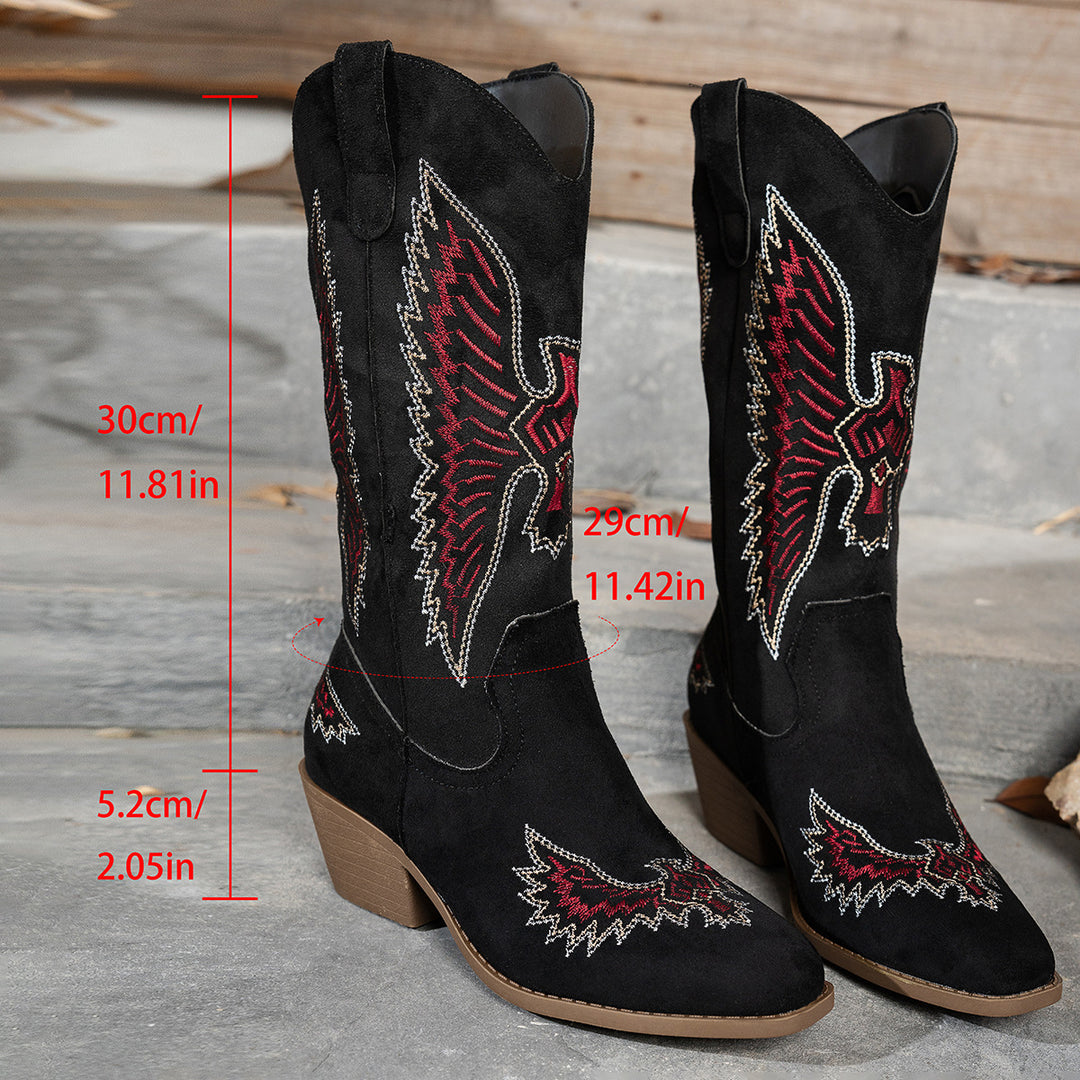 Damernas cowboyboots med blommönster broderi Mirla-Eva Jonsson