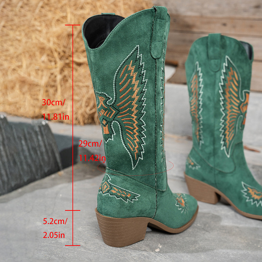 Damernas cowboyboots med blommönster broderi Mirla-Eva Jonsson