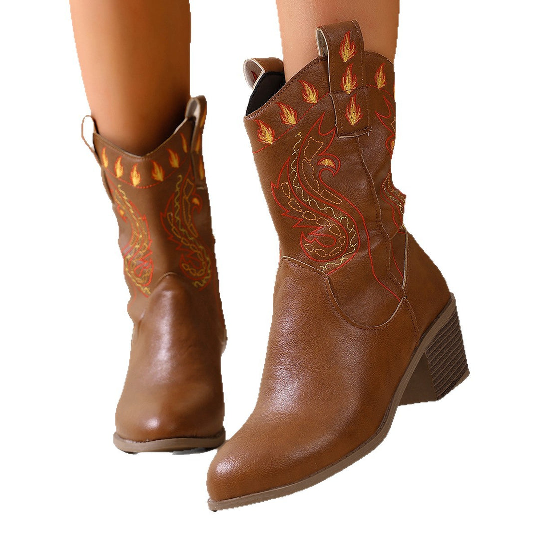 Damernas cowboystövlar med färgglad broderi Mirla-Eva Jonsson