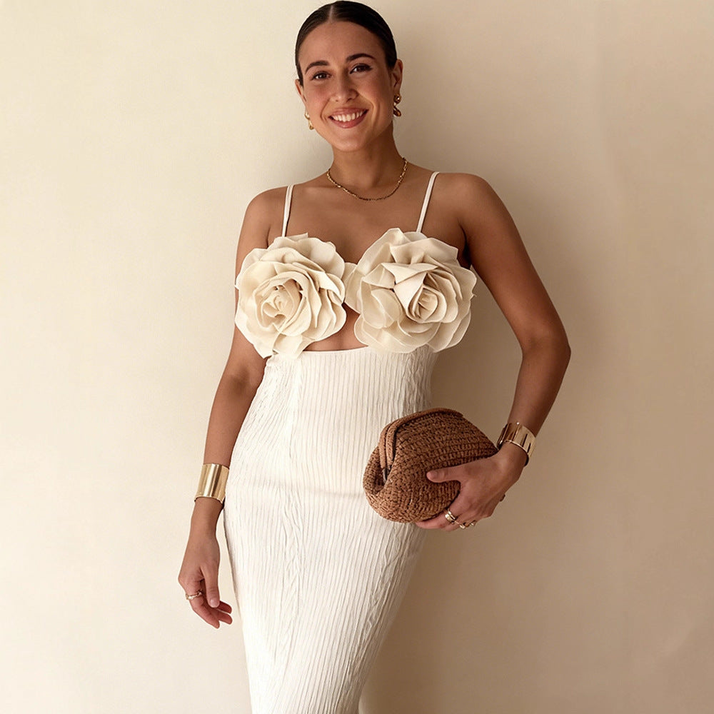 Damernas crop top med blommig 3D-blomapplikationer och elegant snitt Mirla-Eva Jonsson