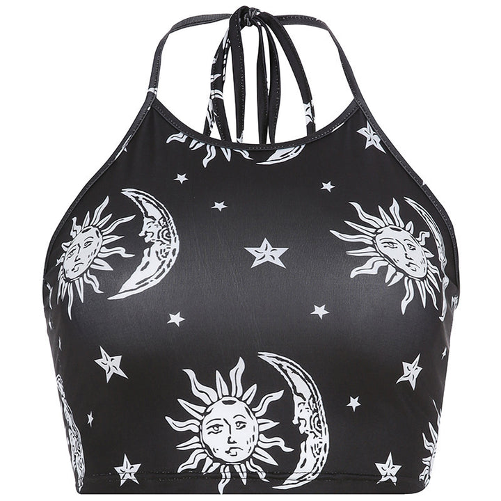 Damernas crop-top med kreativt måne- och solmönster Eva Jonsson-Eva Jonsson