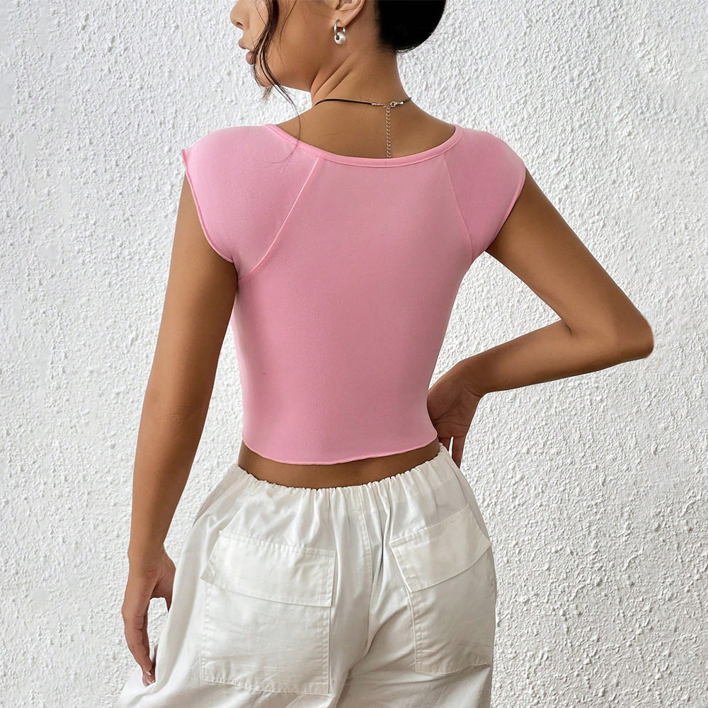 Damernas crop top med stilfull draperingdesign och figurnära passform Mirla-Eva Jonsson