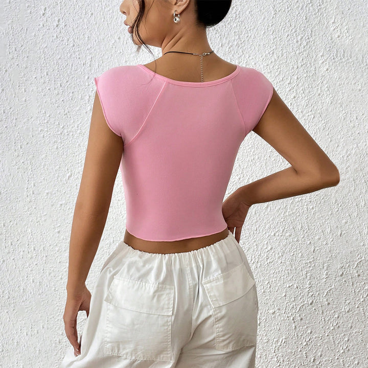 Damernas crop top med stilfull draperingdesign och figurnära passform Mirla-Eva Jonsson