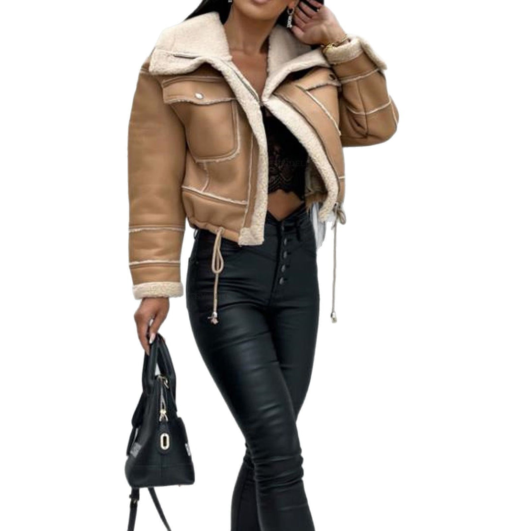 Damernas cropped bikerjacka med lammull Eva Jonsson-Eva Jonsson