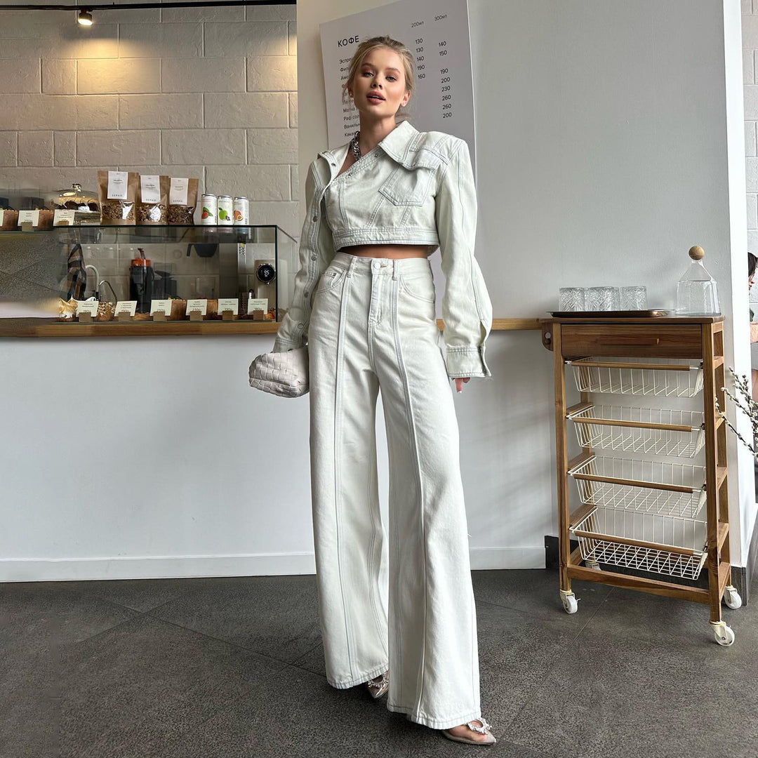 Damernas cropped denimjacka med korta ärmar Mirla-Eva Jonsson