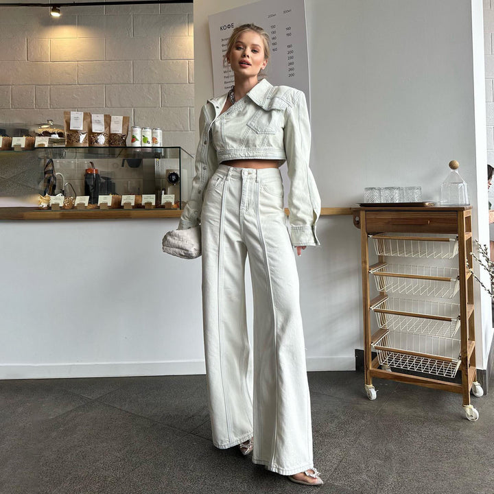 Damernas cropped denimjacka med korta ärmar Mirla-Eva Jonsson