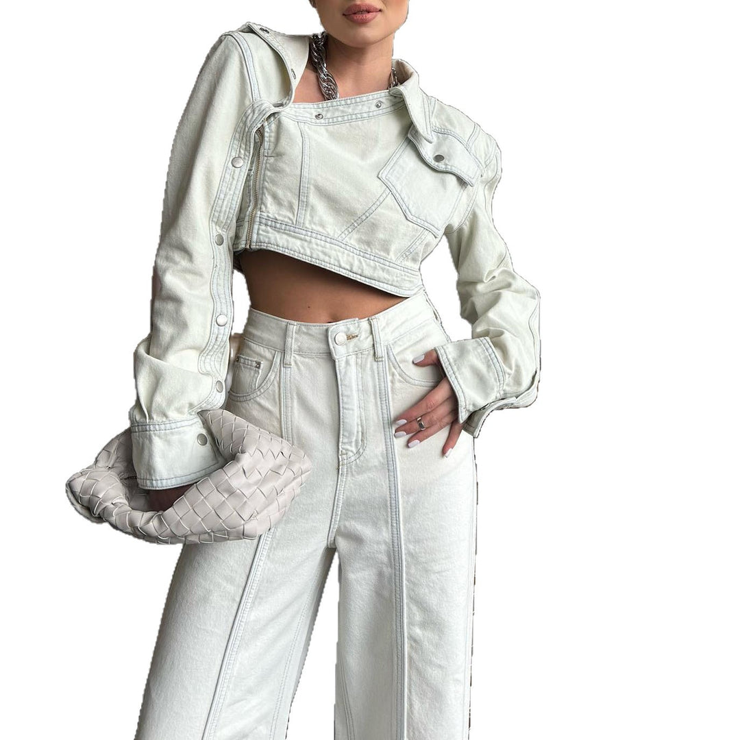 Damernas cropped denimjacka med korta ärmar Mirla-Eva Jonsson