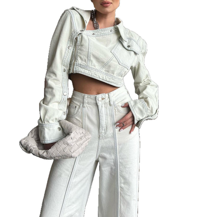Damernas cropped denimjacka med korta ärmar Mirla-Eva Jonsson