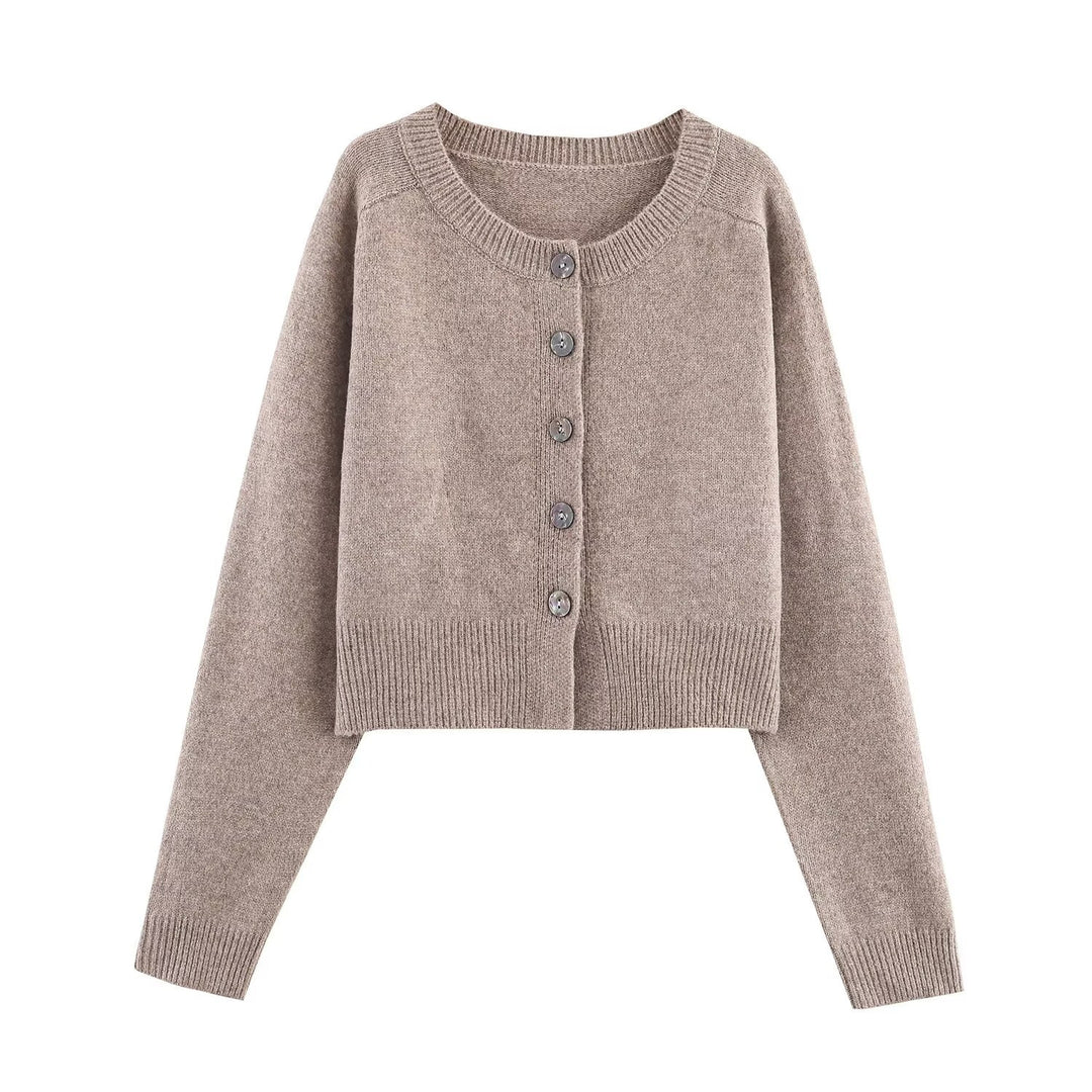 Damernas cropped stickad jacka Mirla-Eva Jonsson