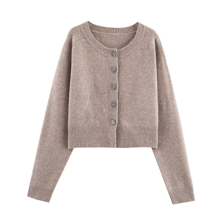 Damernas cropped stickad jacka Mirla-Eva Jonsson