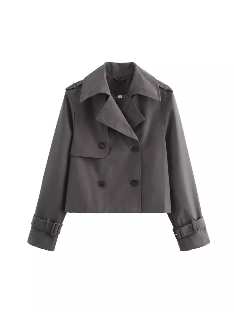 Damernas cropped trenchcoat med dubbel knapprad och justerbara ärmar Mirla-Eva Jonsson