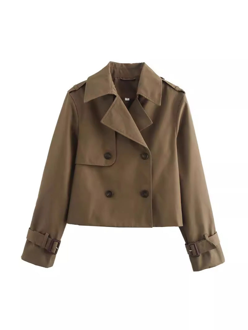 Damernas cropped trenchcoat med dubbel knapprad och justerbara ärmar Mirla-Eva Jonsson