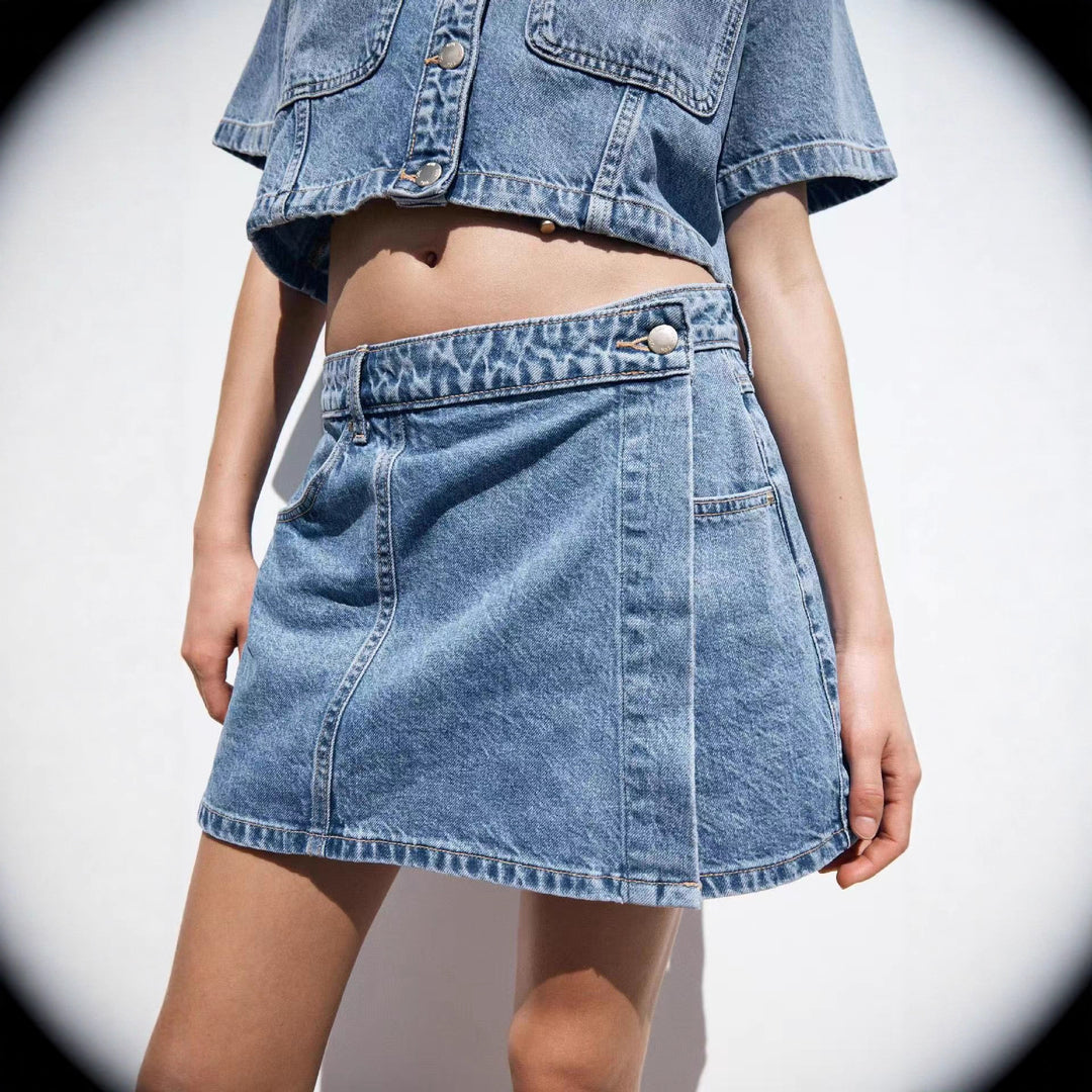 Damernas denim-cropjacka med påsydda fickor Mirla-Eva Jonsson