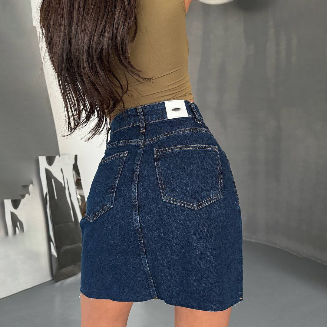 Damernas denim-minikjol med sidoslits och hög midja Mirla-Eva Jonsson