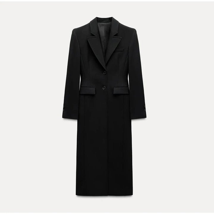 Damernas elegant långa blazer med smal siluett och klassiska detaljer Mirla-Eva Jonsson