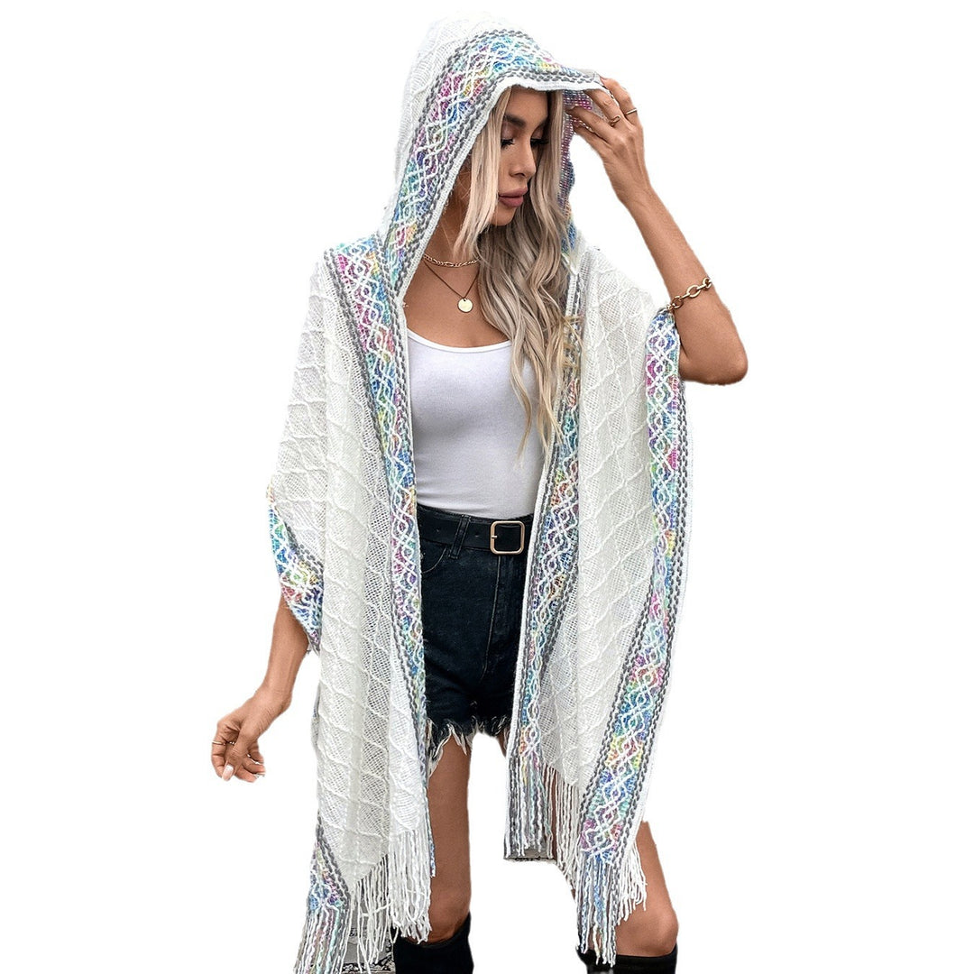 Damernas elegant poncho med högkvalitativ strukturdesign och fransar Mirla-Eva Jonsson