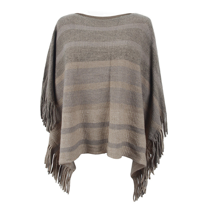 Damernas elegant poncho med strukturerad design och fransiga detaljer Mirla-Eva Jonsson