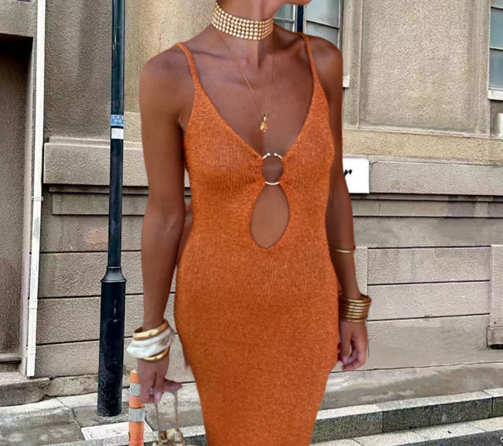 Damernas elegant skurna maxiklänning med sprundetail Mirla-Eva Jonsson
