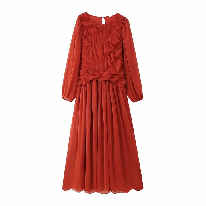 Damernas eleganta Maxiklänning med voluminösa volanger och elegant snitt Mirla-Eva Jonsson