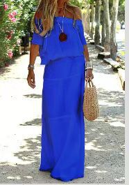 Damernas eleganta Off-Shoulder Maxiklänning med lätt chiffon-look och flytande snitt Eva Jonsson-Eva Jonsson
