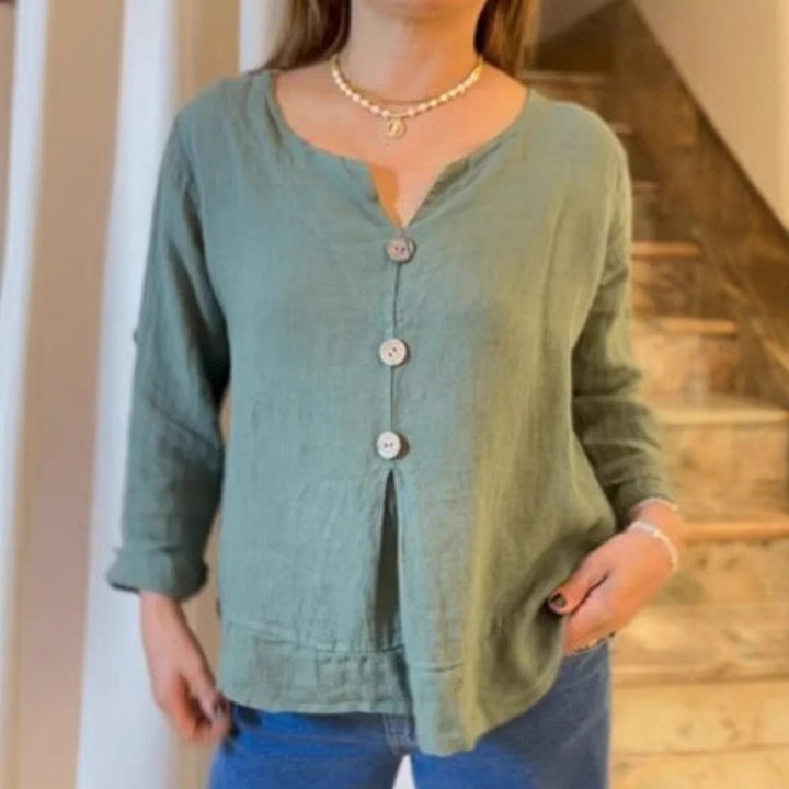 Damernas eleganta blus med knapplist och luftig passform Mirla-Eva Jonsson