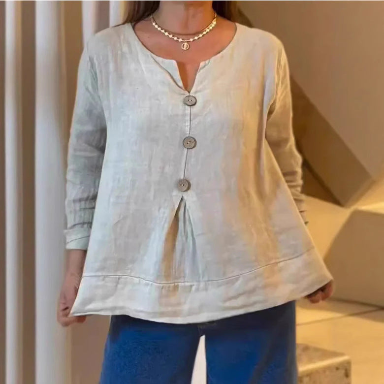 Damernas eleganta blus med knapplist och luftig passform Mirla-Eva Jonsson