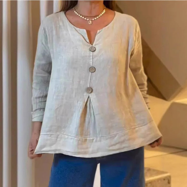 Damernas eleganta blus med knapplist och luftig passform Mirla-Eva Jonsson