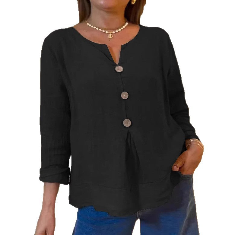 Damernas eleganta blus med knapplist och luftig passform Mirla-Eva Jonsson