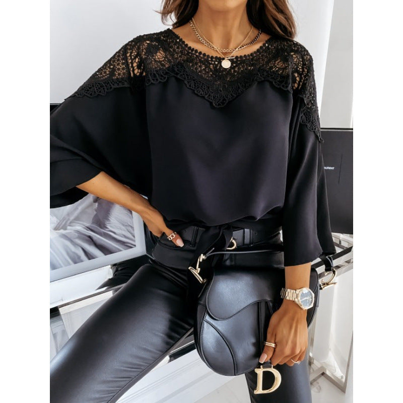 Damernas eleganta blus med spets Eva Jonsson-Eva Jonsson
