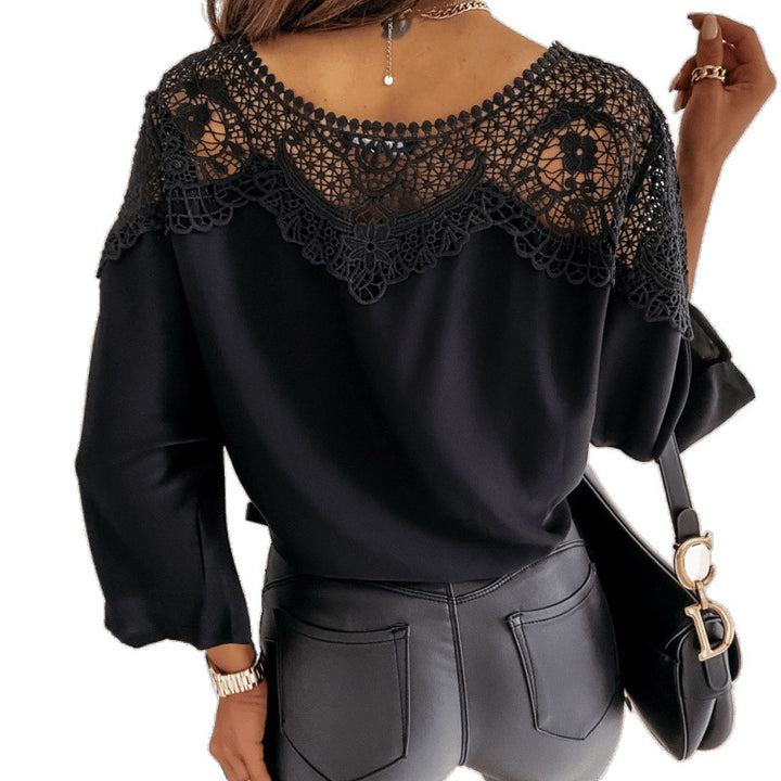 Damernas eleganta blus med spets Eva Jonsson-Eva Jonsson