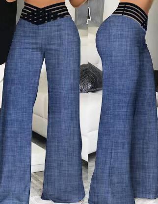 Damernas eleganta hög midja palazzo byxor med cut-out detaljer Eva Jonsson-Eva Jonsson