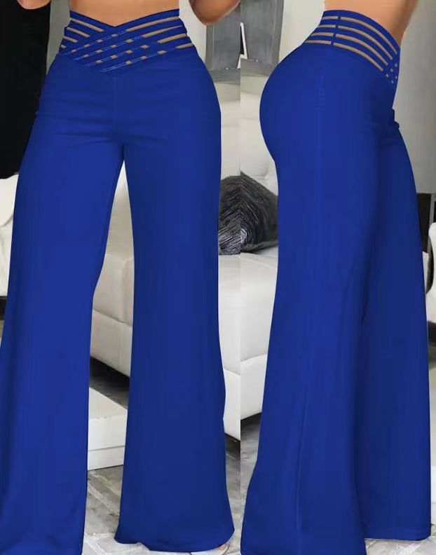 Damernas eleganta hög midja palazzo byxor med cut-out detaljer Eva Jonsson-Eva Jonsson
