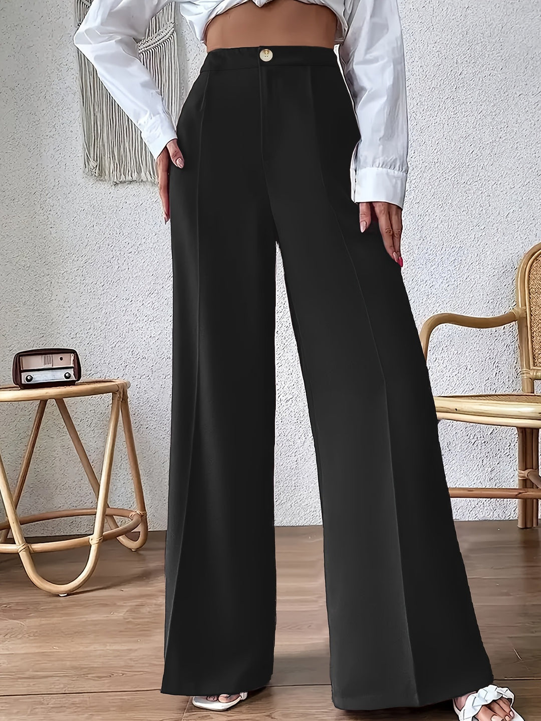 Damernas eleganta, högmidjade palazzobyxor Mirla-Eva Jonsson