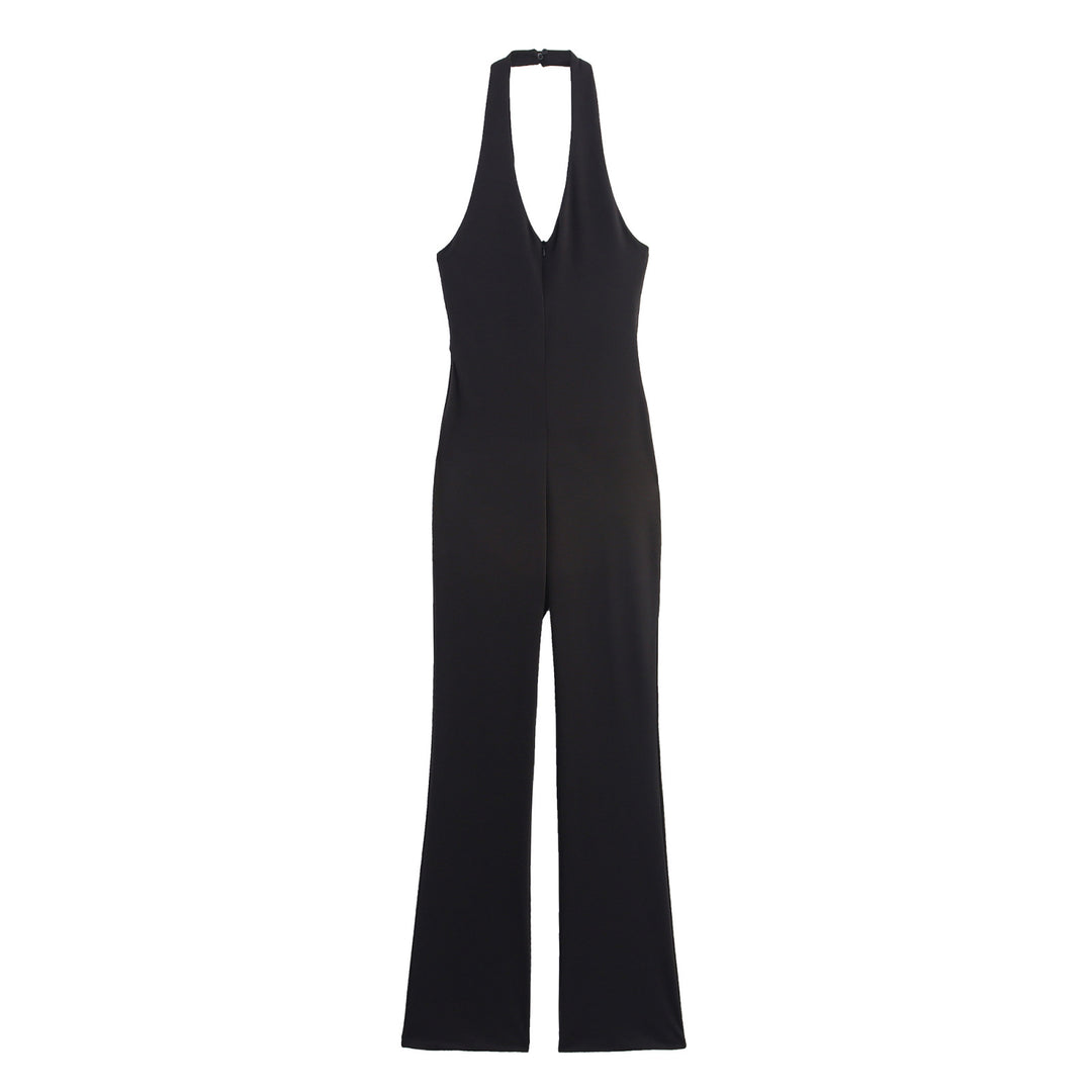 Damernas eleganta jumpsuit med djup V-ringning och vida ben Mirla-Eva Jonsson