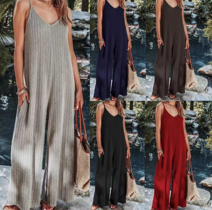 Damernas eleganta jumpsuit med randigt mönster och vida ben Mirla-Eva Jonsson