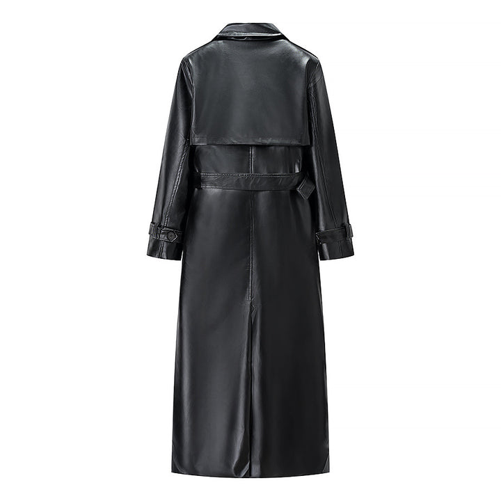 Damernas eleganta konstläder-trenchcoat med justerbart bälte Mirla-Eva Jonsson