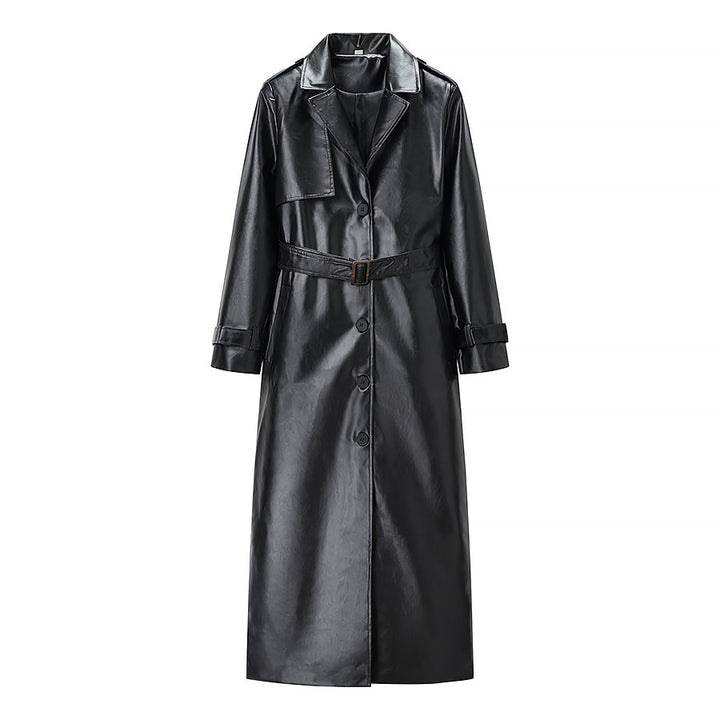 Damernas eleganta konstläder-trenchcoat med justerbart bälte Mirla-Eva Jonsson